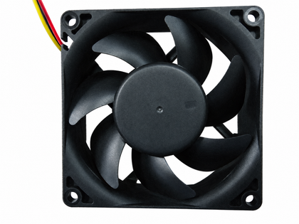 SUNON KDE1208PTV1 80x80x25mm 12V DC Axial Cooling Fan industrial replacement fan on pure white background - view 1