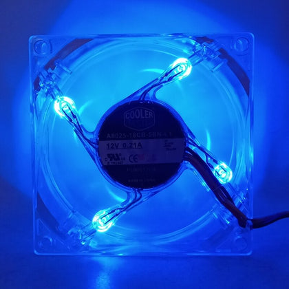 A8025-18CB-5BN-L1 8025 80mm Led Fan 12V Transparent Blue Light Speed Measurement Mute Fan 8cm Computer CPU Chassis Power Fan