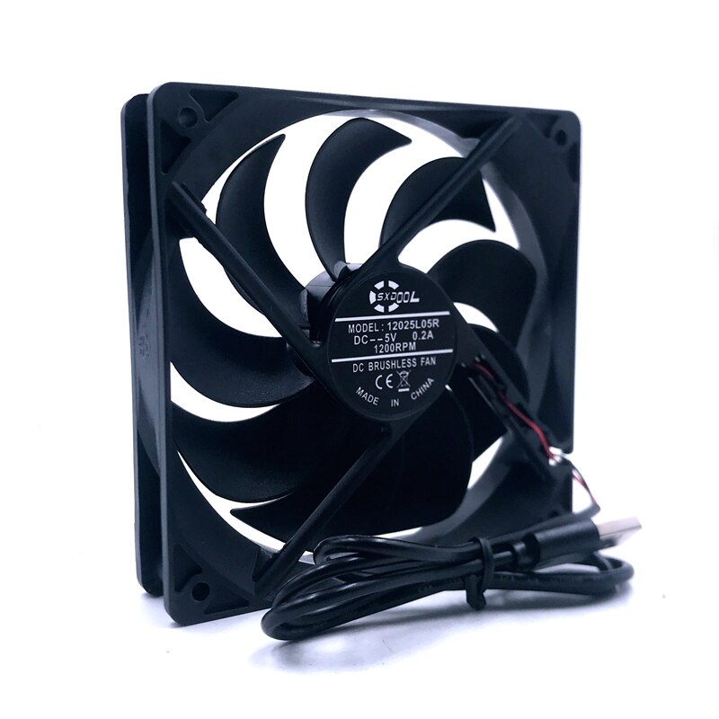 1pcs  DC 5V USB 1200rpm 120mm 120x120x25mm 12025S Cooler Motor Brushless Cooling Fan 120mm 5V USB Cooling Fan
