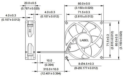 Delta AFC0812DD 12V DC 80x80x20mm Brushless Cooling Fan - product photo 2