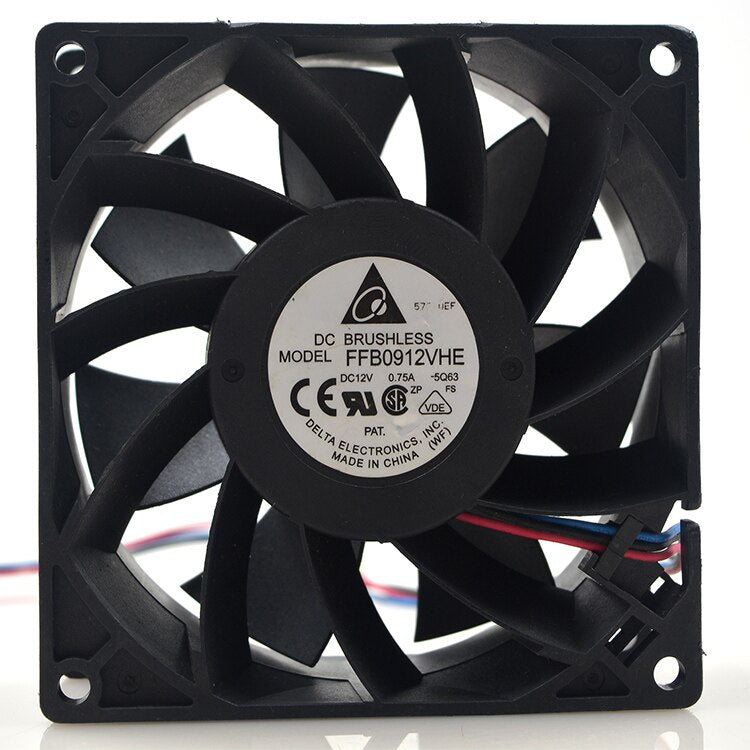 90mm Powerful Fan  Delta FFB0912VHE 9CM 9038 90X90X38MM DC 12V 0.75A Large Air Volume Chassis Cooling Fan