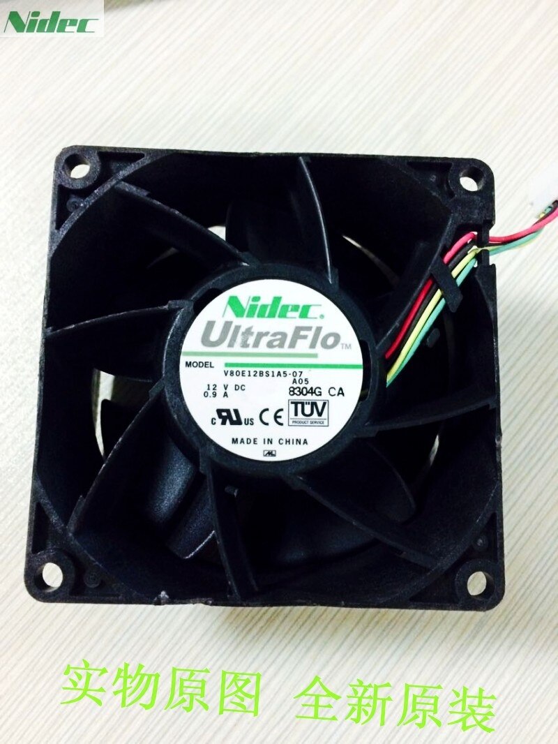 Nidec V80E12BS1A5-07 12V 0.9A 8CM 8038 4 Wire Fan