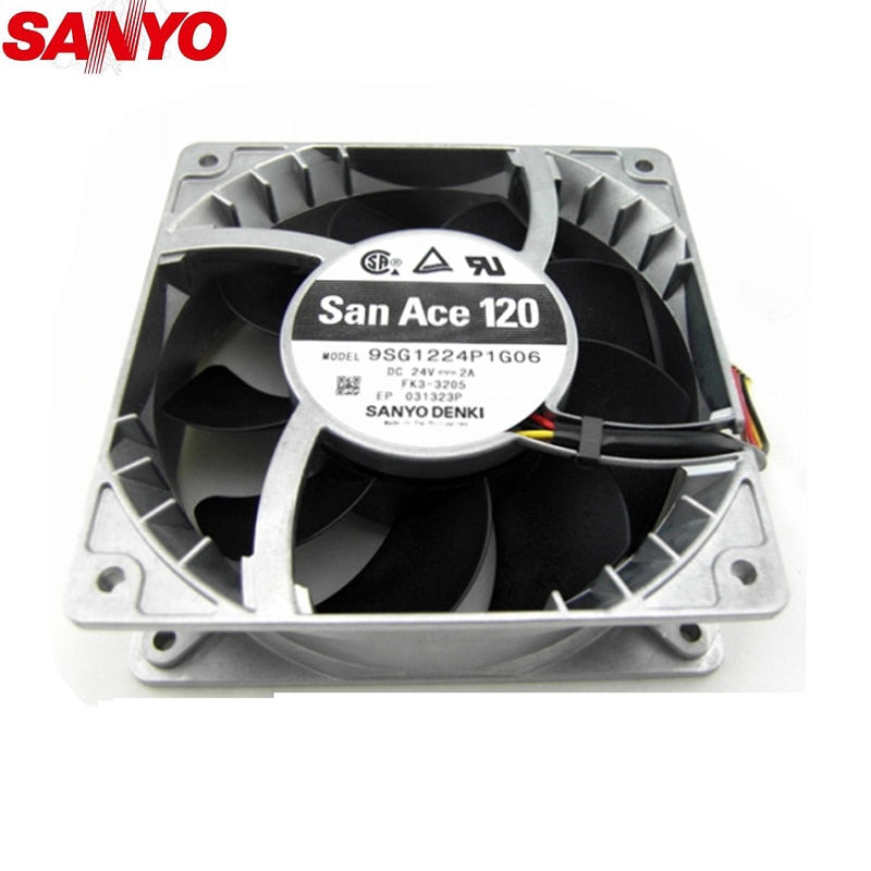 Sanyo 9SG1224P1G06 24V 2.0A 120*120*38mm  6000RPM 260CFM Powerful Cooling Fan