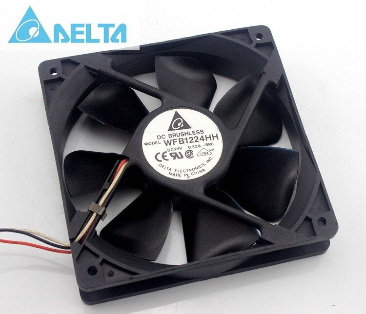 Delta WFB1224HH -RR0 12CM 24V 0.32A Three Wire Industrial Cooling Fan