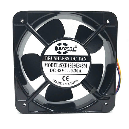 SXDOOL SXD15050B48M physical label, 48V DC 0.30A, 150x150x50mm fan
