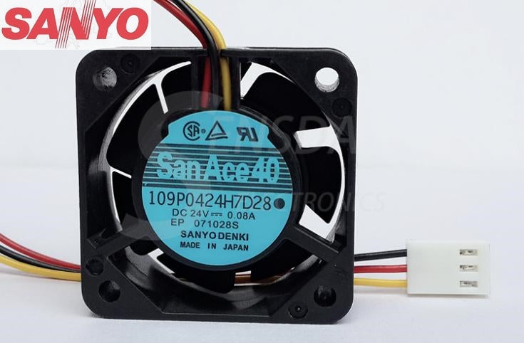 Sanyo 109P0424H7D28  4015 Cooling Fans  P/N: A90L-0001-0441/39 DC24V 0.08A server fan