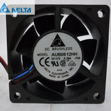 Delta AUB0612HH-F00 12V DC fan - original manufacturer label, seven blades and red black blue three-wire harness