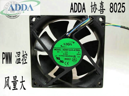 ADDA AD0812UX-A7BGL 8CM 8025 80*80*25mm 12V 0.33A 4pin Hypro Pwm Axial Case Cooling Fan