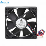 Delta AFB1224VH-F00 24V DC 120x120x25.4mm fan - rear manufacturer label and three-wire harness