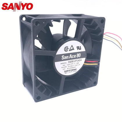 Sanyo 9G0812P1K04 12V 1.8A 8038 80*80*38mm 107.3cfm 7800RPM 8CM Four Wire PWM 4P Powerful Axial Case Cooling Fan