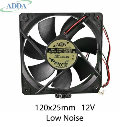 ADDA AD1212LB-A71GL 12cm 120mm 120*120* 25mm  12V 0.24ADC Cooling Computer Ball Brg 2pin FAN