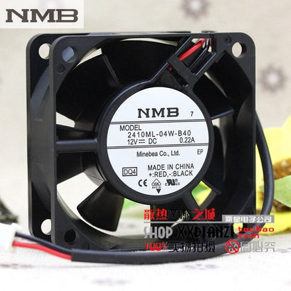 NMB 2410ML-04W-B40  2-wire  6025 6CM 12V 0.22A two-wire Double Ball Bearing Fan