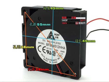 Delta BFB04512HHA 12V DC 45x45x10mm DC Blower Fan - product photo 2