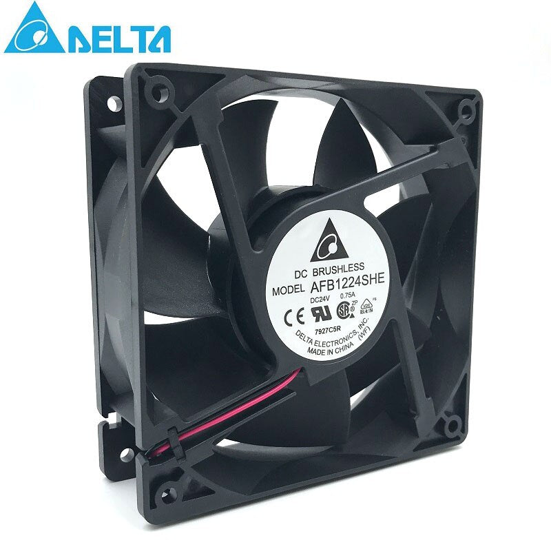Delta AFB1224SHE 120*120*38mm DC 24V 0.75A 2-wire Lead 3700RPM 151.95CFM 53DBA Cooling Fan