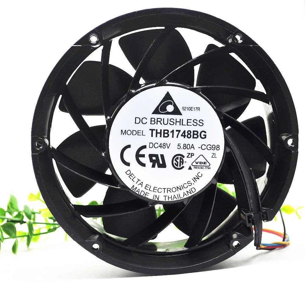 Delta THB1748BG 48V 5.80A 170X170X56MM 607.0 CFM Round Metal Frame Communications Equipment Cooling Fan