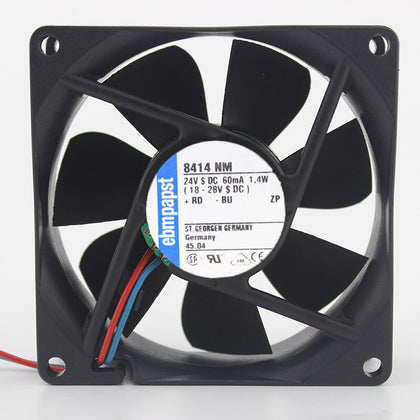 PAPST 8414NM 8414 NM 24V 60mA 1.4W 2600RPM 8025 8cm 80*80*25mm 2 Wires