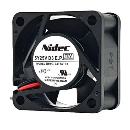 Independent supplier model reference: Nidec D04G-24TS2 01,24VDC 0.17A. Different unit; prior processing unknown; not stock proof. Verify supplied full option, connector and pinout.
