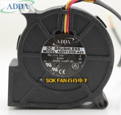 Genuine AB0612HB-A03  ADDA  6CM 60MM  6025  Blower Pitch 6.9CM  12V 0.30A