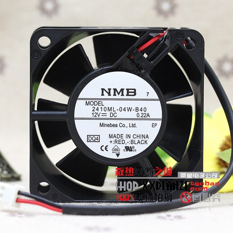 NMB 2410ML-04W-B40  2-wire  6025 6CM 12V 0.22A two-wire Double Ball Bearing Fan