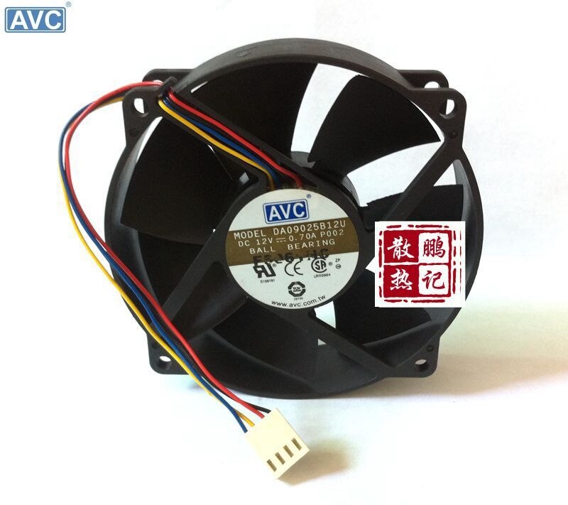 AVC DA09025B12U 9CM Round Frame Supports CPU Fan Double Ball Bearing PWM 4 Wire Speed
