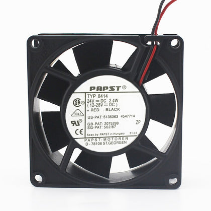 PAPST TYP 8414 8025 DC 24V 2.4W 2-wrie 80x80x25mm Server Square Fan