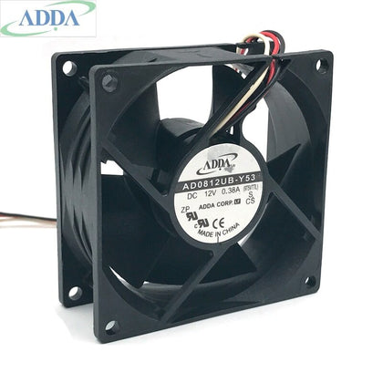 ADDA Cooling Fan 8038 AD0812UB-Y53 80mm 8cm DC 12V 0.38A 3-wire Case Blower 80*80*38mm