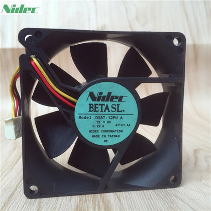 Nidec D08T-12PU A 8cm 8025 12V 0.22A Server Chassis Tachometer Cooling Fan