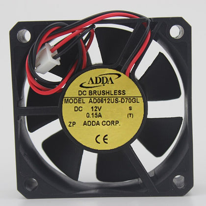 ADDA AD0612US-D70GL DC 12V 0.15A 60x60x15mm 6015 2Lines Computer Cooling Fan