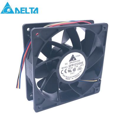 Delta QFR1212GHE 12V 2.70A 12038 12CM Bitcoin Miner FAN 12cm PWM Most Powerful  Bitcoin Mining