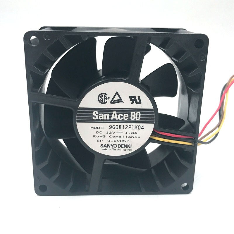 Sanyo 9G0812P1K04 12V 1.8A 8038 80*80*38mm 107.3cfm 7800RPM 8CM Four Wire PWM 4P Powerful Axial Case Cooling Fan