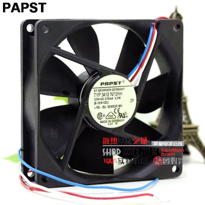 PAPST Germany  PAPST 9225 TYP 3412N/12HH 12V 3.2W Fan 9CM