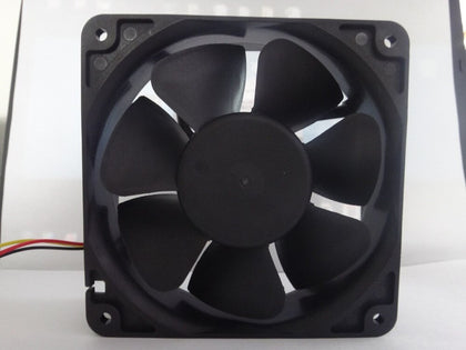 Ribbed square fan with white connector — front rotor and corner fixing areas