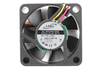 Independent supplier model reference: ADDA AD0412LB-G73, DC12V 0.08A. Different unit; prior processing unknown; not shipping-stock proof. Verify supplied full model/option, connector and pinout.