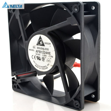 Delta AFB1224HE 24V 0.36A 12cm 12038 Large Air Frequency Converter Cooling Fan 148.34CFM 3500RPM