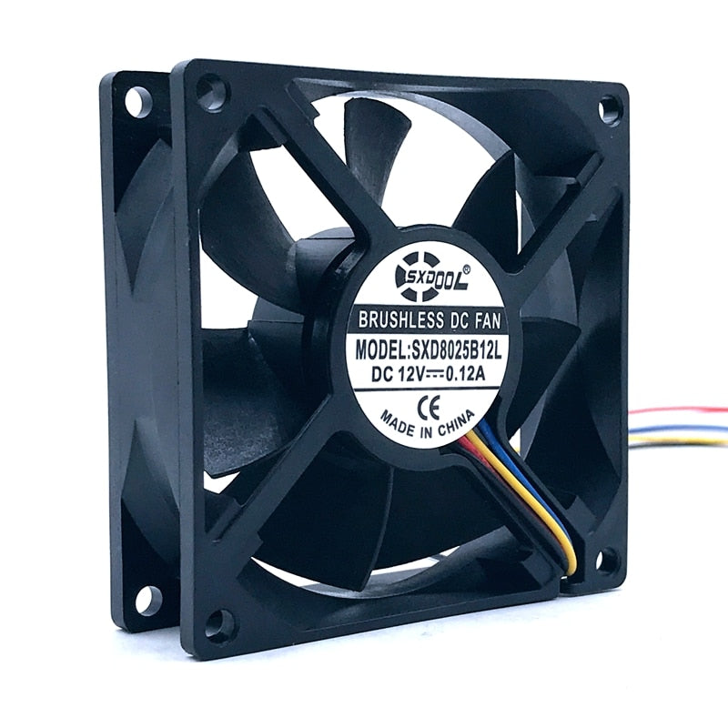 80mm Pwm Cooling Fan 8cm  Sxdool Sxd8025b12l Dual Ball DC 12V 0.12A 3300RPM Replace AFB0812SH AUB0812VH AUB0812SH Cooling Fan