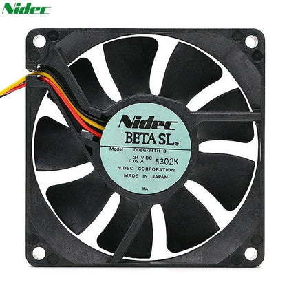 Nidec D08G-24TH B 8025 24V 0.09A 3-wire 80*80*25mm Axial Cooling Fan