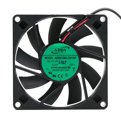 ADDA AD0812MX-D91GP 8015 12V 0.15A 2 Wire Ultra Thin Slim Silent Quiet Case Cooling Fan