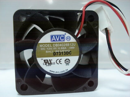 Historical listing rear: AVC DB04028B12U-089,12VDC 0.66A. Prior processing unknown; not current-stock proof. Verify supplied full model/option, dimensions, condition, harness, connector and pinout.