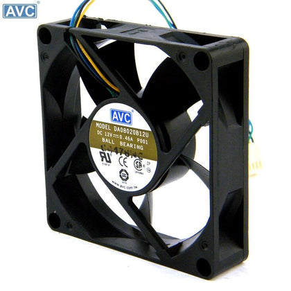 AVC DA08020B12U 8cm 8020 80*80*20mm 12V 0.46A  4-line PWM Tempreture Control CPU Chassis Cooling Fan