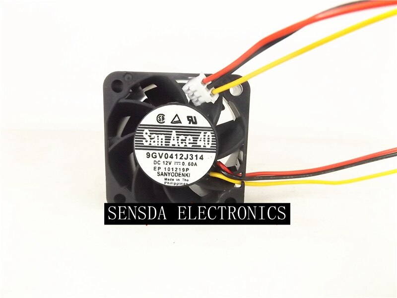 Sanyo 9GV0412J314 Server Square Fan DC 12V 0.60A 40x40x28mm 3-wire