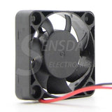 Compact Square Axial Fan with Two Leads — angled blade-side view with recessed corner pads