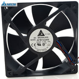 Delta AFB1224M-F00 24V DC 120x120x25.4mm fan - rear label and wiring