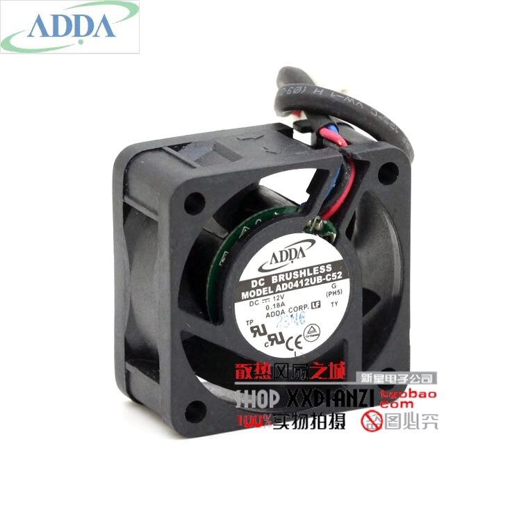 ADDA AD0412UB-C52 4020 DC 12V 0.18A 4CM Three Line Axial Case Cooling Fan