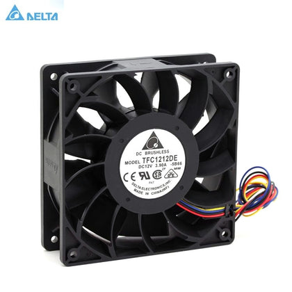 TFC1212DE  Delta 120mm DC 12V 5200RPM 252CFM  Bitcoin Miner Powerful Server Case AXIAL Cooling Fan