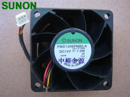 Sunon PMD1206PMB2-A DC12V 7.0W 60*60*38mm Chassis Dual Ball Bearings 3wires Server Inverter Cooling Fan