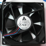 Delta ASB0912H-F00 12V DC fan - original manufacturer label, seven blades and red black blue three-wire harness
