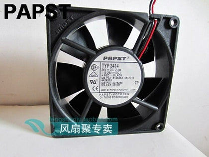 PAPST TYP 3414 N 9cm 9025 92x92x25 Mm 24v 2.4w Dual Ball Inverter Server Cooling Fan