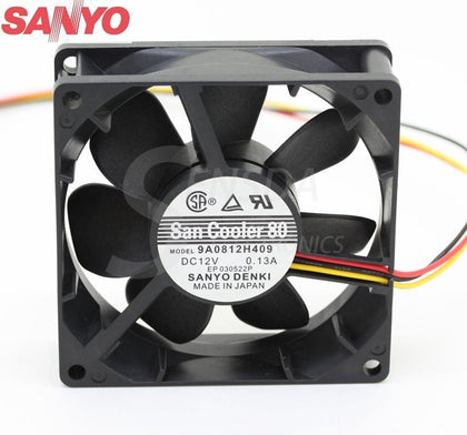 Sanyo 9A0812H409 12V 0.13A 8cm 80mm 8025 Server Inverter Industrial Axial Cooling Fans Blower