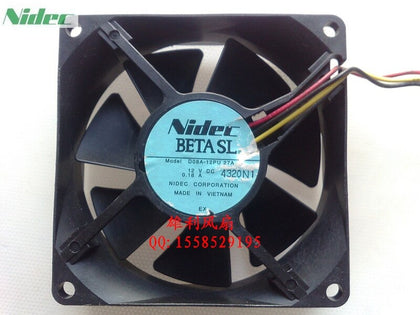 Japan  Nidec D08A-12PU 12V 0.18A 8CM 8025 80mm 3 -wire Axial Cooling Fan