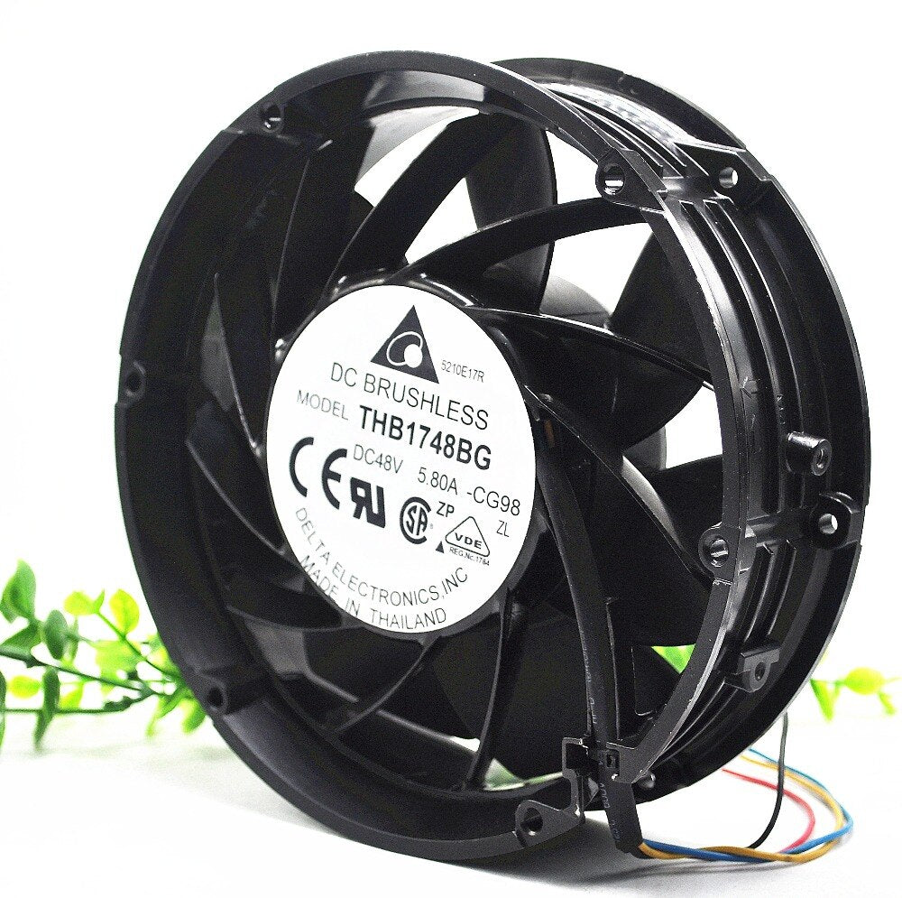Delta THB1748BG 48V 5.80A 170X170X56MM 607.0 CFM Round Metal Frame Communications Equipment Cooling Fan